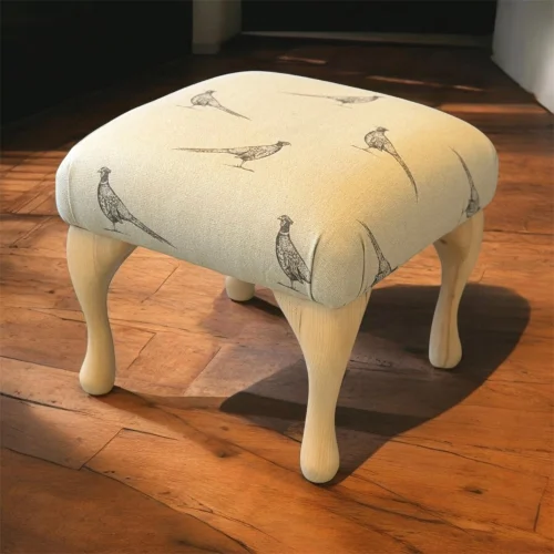 Balmoral Footstool 44 Balmoral Queen Anne Small Footstool Pheasant Linen 3
