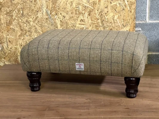 Sherwood Large Footstool Harris Tweed Huntsman Winter Wheat 1