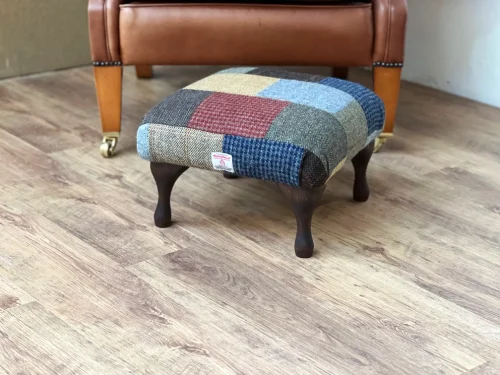 Balmoral Small Footstool Harris Tweed Patchwork 1