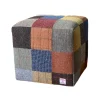 Kielder Cube Patchwork Tweed Footstool
