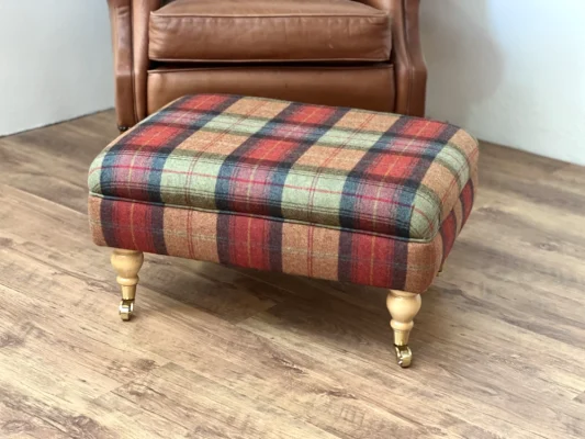Chatsworth Large Footstool Wool Plaid Orchard Fruits