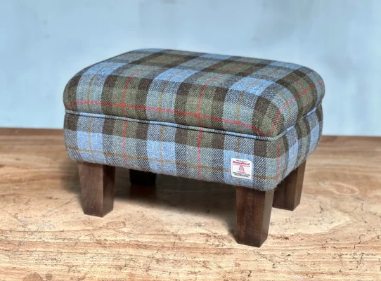 Chatsworth Small Footstool Harris Tweed Macleod Tartan T021HM 1