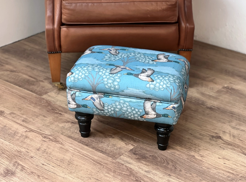 Chatsworth Small Footstool Pudsays Leap Bowland Blue 1