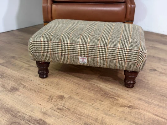 Sherwood Large Footstool Harris Tweed Dogtooth Bronze L006D 1